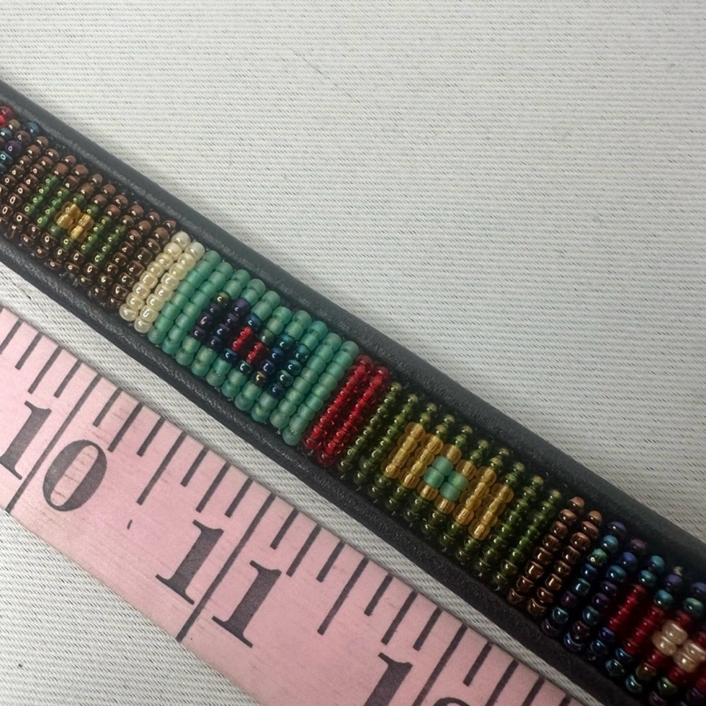 Brighton Black Belt with Silver Buckle and Seed beads intricate design - Picture 4 of 7